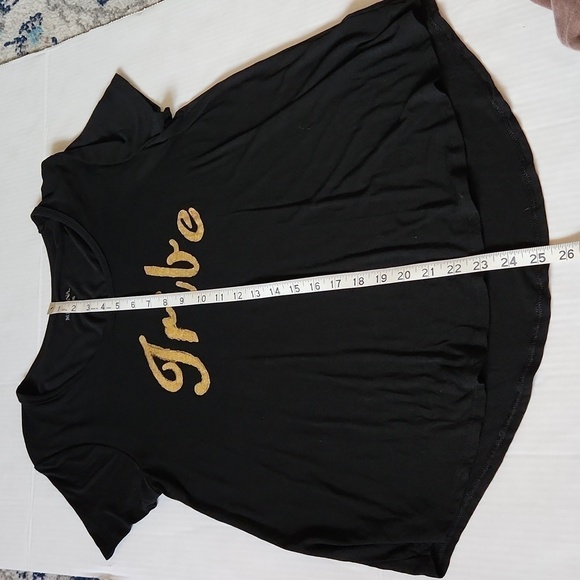 Tribe t-shirt Merona short sleeve black gold lettering boatneck M maternity hilo - Picture 10 of 11